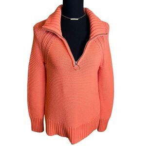 Land's End Drifter Women's 100% Cotton Drifter Zip Cardigan Sweater Peach XS